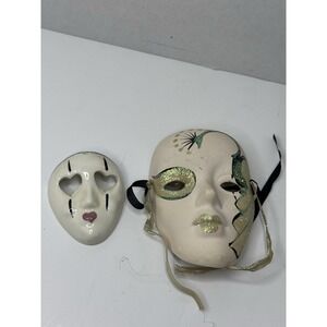 Lot Of 2 Vintage Porcelain Masquerade Masks